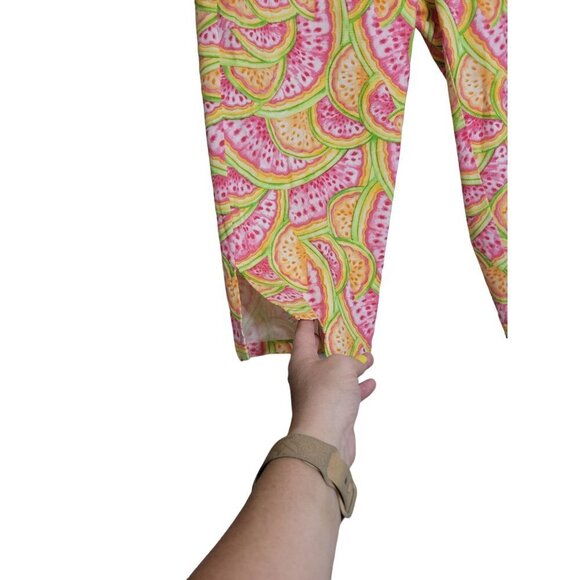 Talbots Crop Pants Womens 10 Vibrant Melon Fruit Print Comfy Stretch High Rise - Picture 3 of 8